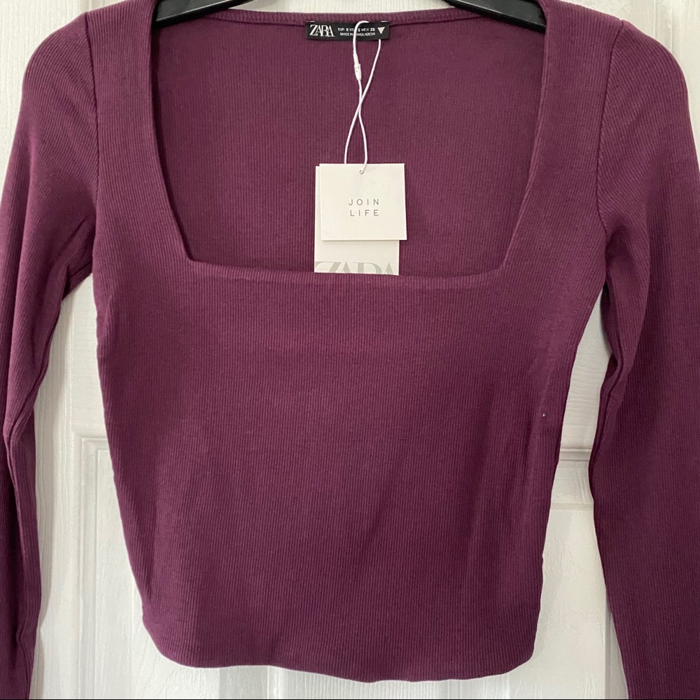 ZARA Square Neck Shirt Size S NWT - Picture 1 of 5